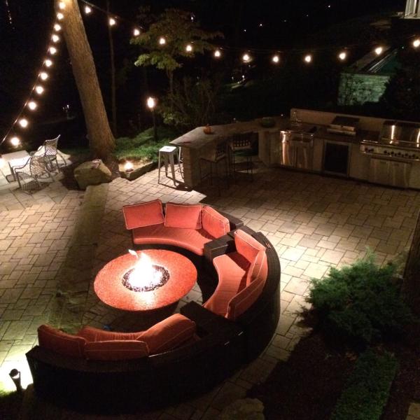 fire pit area at night